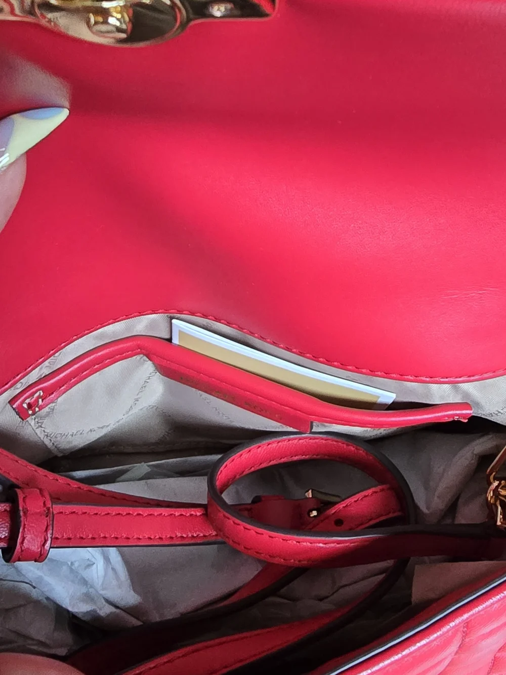 Michael Kors Red Quilted Leather Top-Handle Bag